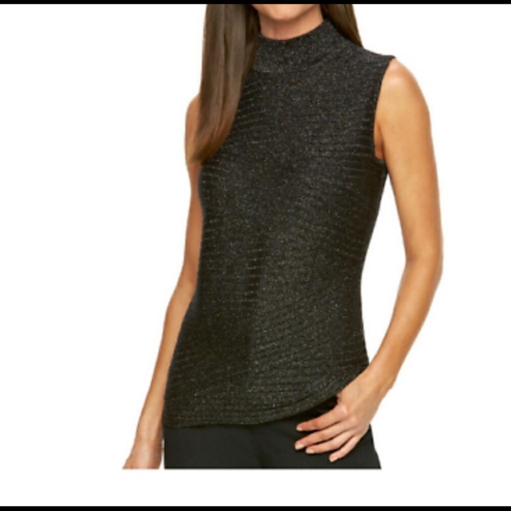 Dana Buchman Sleeveless Mock Sweater Metallic